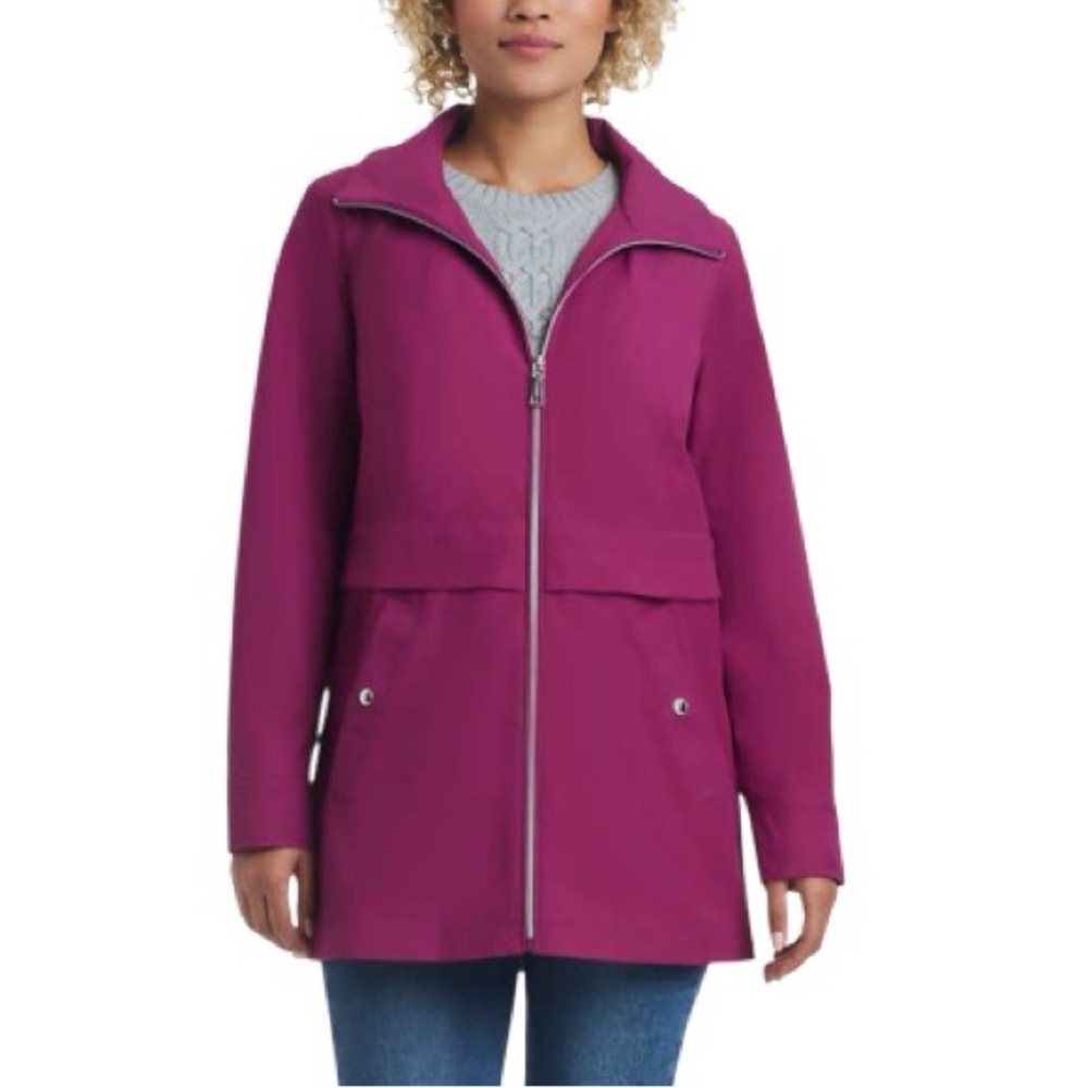 Vince Camuto Magenta Hooded Lightweight Water & Wind Resistant Rain Jacket Sz L